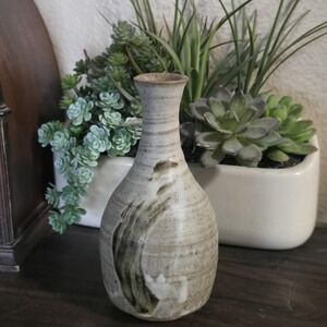Vintage Toyo Japan Stoneware Bud Vase 5" Handcrafted Glazed Pottery Decor Art‎